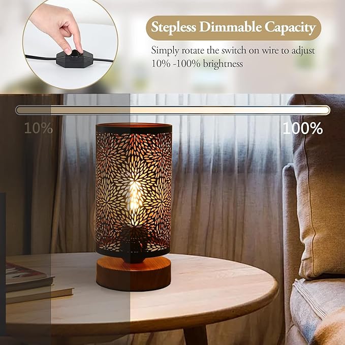 Small Industrial Table Lamps Dimmable, Bedside Lamps