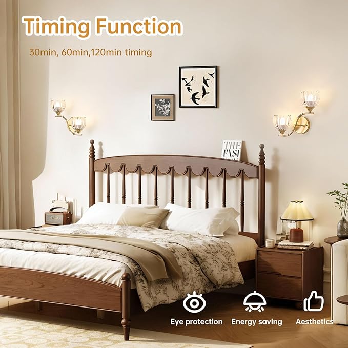 Battery Operated Wall Sconce, 2-Lights Vinatge Brass Wall Lighting