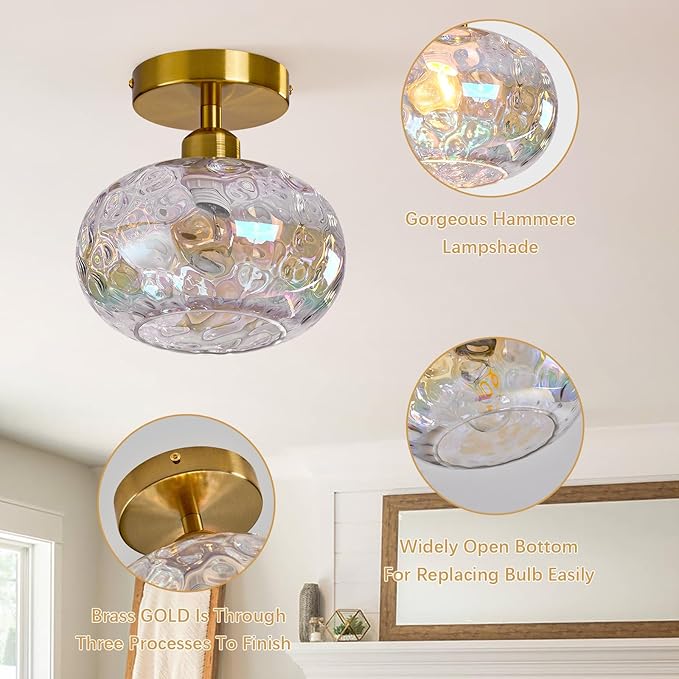 Vintage Glass Flush Mount Ceiling Light