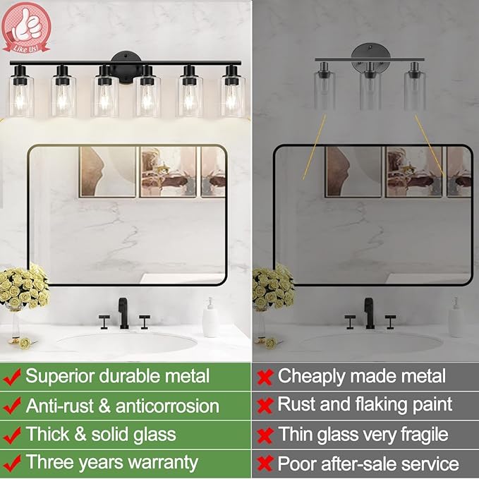 6-Light Bathroom Light Fixtures, Bathroom Wall Lamp