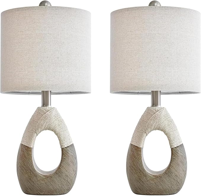 OYEARS 19” Boho Table Lamps Bedroom Living Room Set 2, Suitable