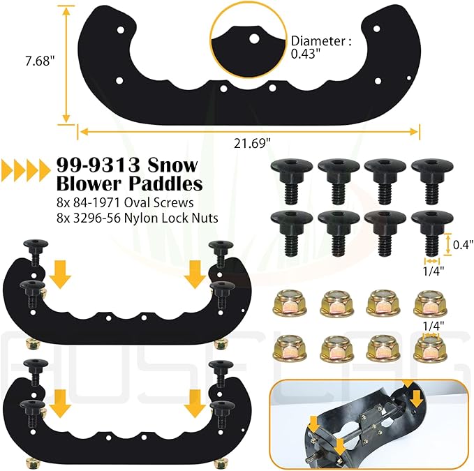 99-9313 Snow Blower Paddles Replaces Toro 125-1128 55-9250 55-9251 88-0771 for Toro 621 721 38516 38583 38584 210r 621qze 621r 621e 621qzr ccr2000 ccr2400 ccr2450 ccr2500 ccr3650 Snowblowers