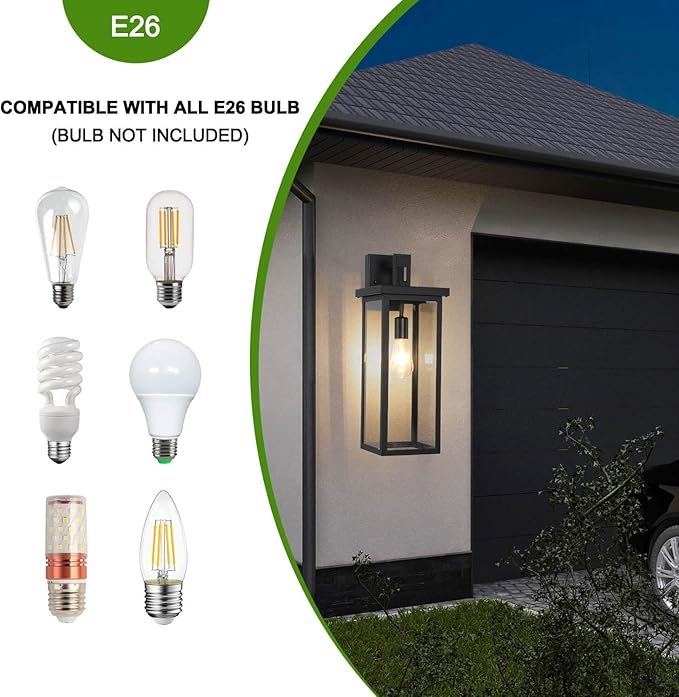 tewei 2 Pack Large Size Outdoor Wall Lantern Exterior Wall Light Fixture