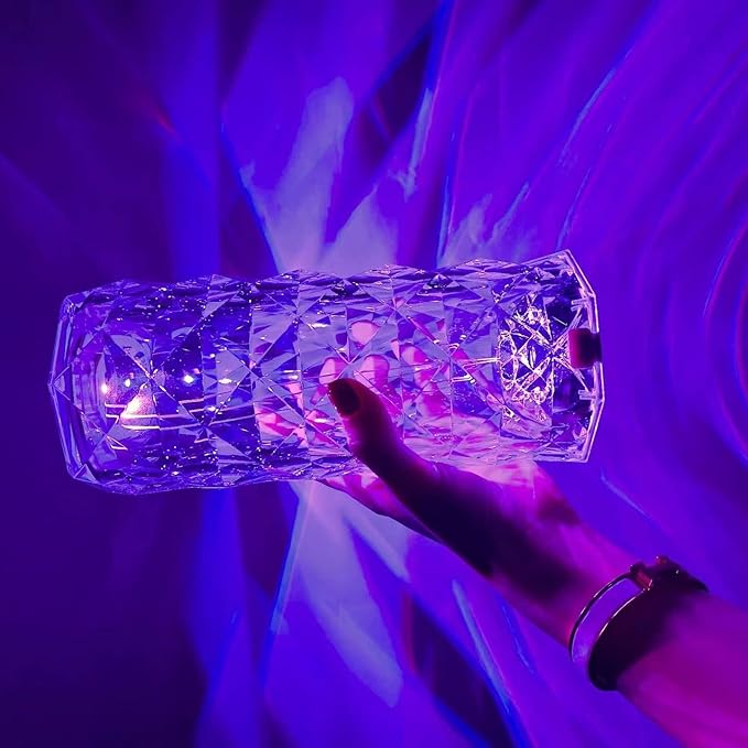 Portable Crystal Table Lamp, 16 Color Touch Control Rechargeable Lamp, Crystal