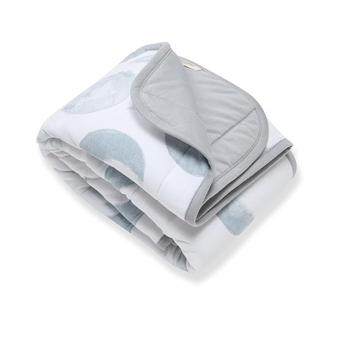 Burt's Bees Baby Reversible Blanket, Nursery, Stroller & Tummy-Time Organic Jersey Cotton Quilted Infant & Toddler Bedding