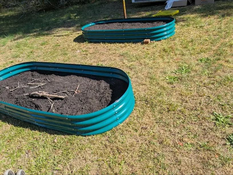 6 Pack 8x3x1FT Galvanized Raised Garden Bed Kit Oval Metal Ground Planter Box Outdoor Bottomless Planter Raised Beds for Vegetables Flowers Herbs Fruits