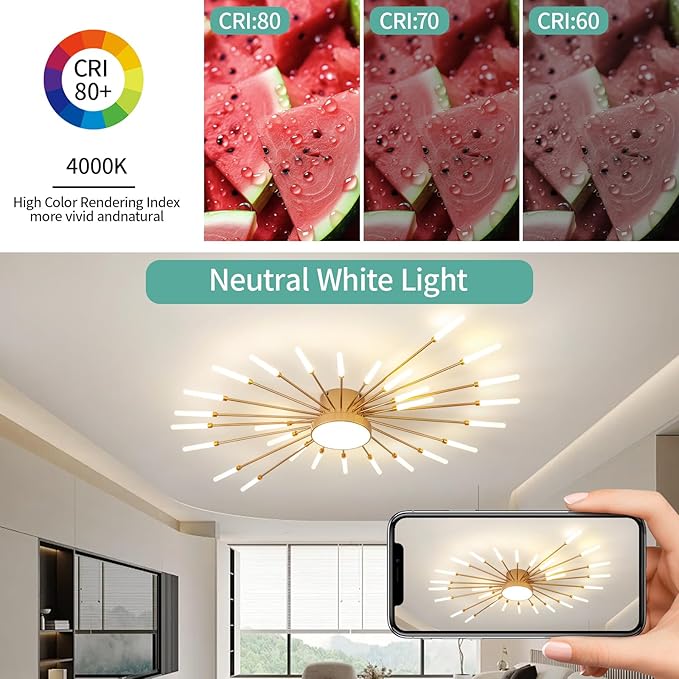 ziidoo Modern Ceiling Light, 28+1 Lights Metal Firework Designed Chic Led
