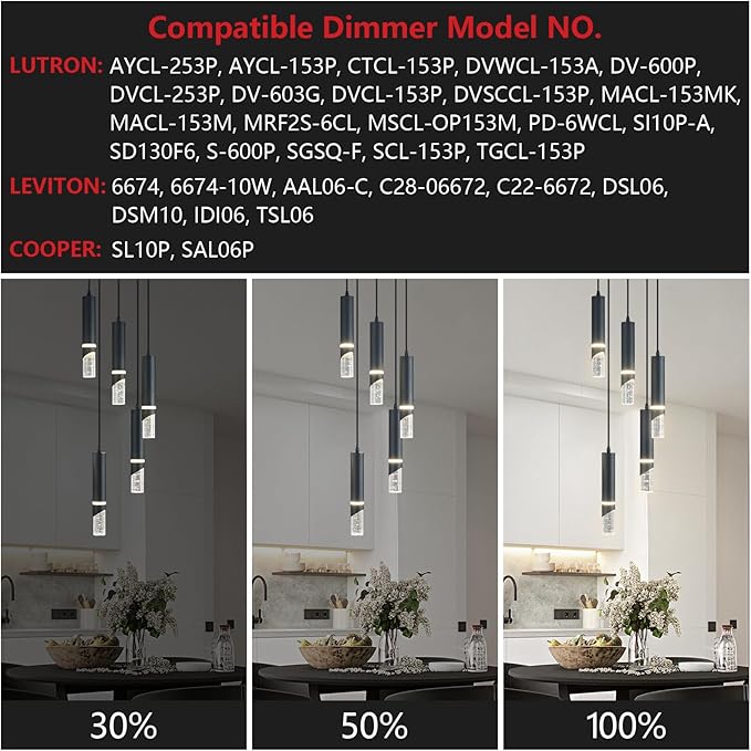 Modern Dimmable Led Pendant Lights Kitchen Island, Sink 30w LED Crystal