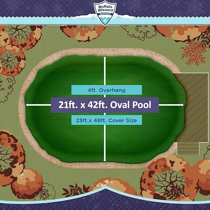 Buffalo Blizzard Ripstopper 21 ft x 42 ft Oval Winter Pool Cover | Green Heavy Duty Cover for Above Ground Swimming Pools | Easy to Install | Cold & UV Resistant | Shields from Seasonal Debris