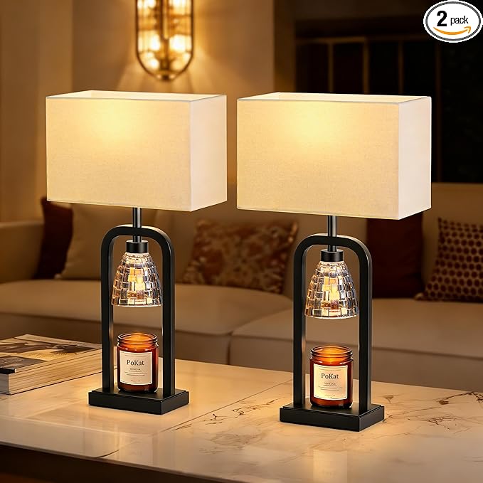 PoKat Table Lamps with Candle Warmer & Timer