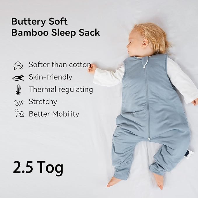 BubblePanda Rayon Made From Bamboo Toddler Sleep Sack with Feet 24-36 Months 2.5 Tog Winter Ultra Soft Warm Baby Sleep Bag Walker 2t-3t Quilted Thick Wearable Blanket with Legs 2-Way Zipper
