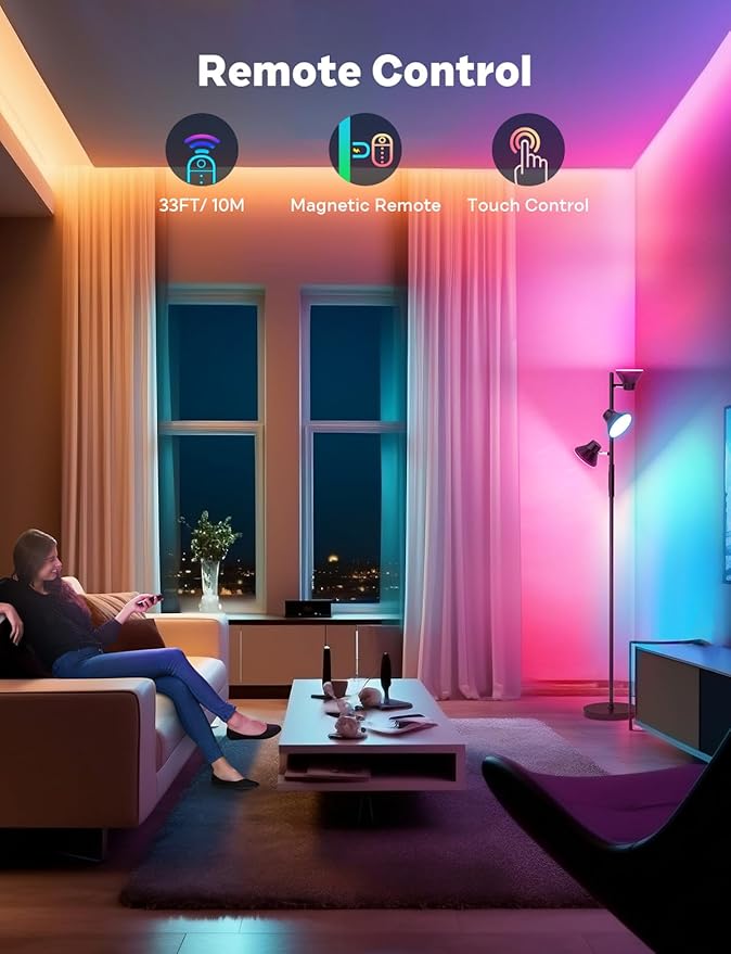RGBCW Floor Lamp, 36W Bright Color Changing Lamp, Modern Stepless Dimmable LED