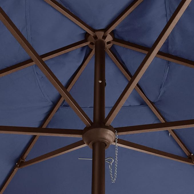 EliteShade USA 10-Year-Non-Fading 6.5x10Ft Rectangular Market Umbrella Patio Umbrella Outdoor Table Umbrella with Ventilation, Navy Blue
