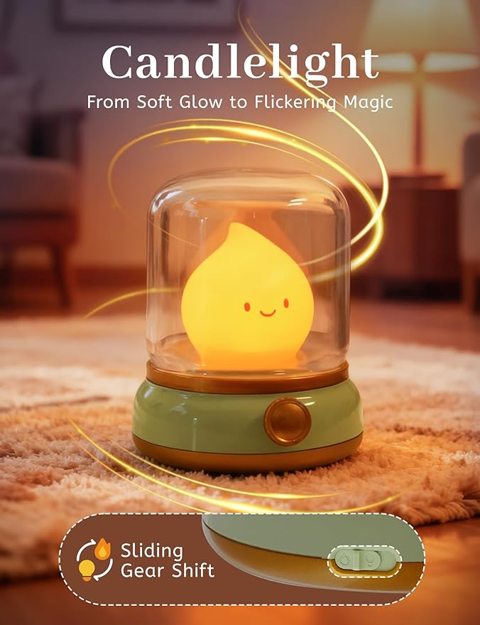 Smiley Lamp with Nature Noise, Cute Night Light & Candlelight, USB-C