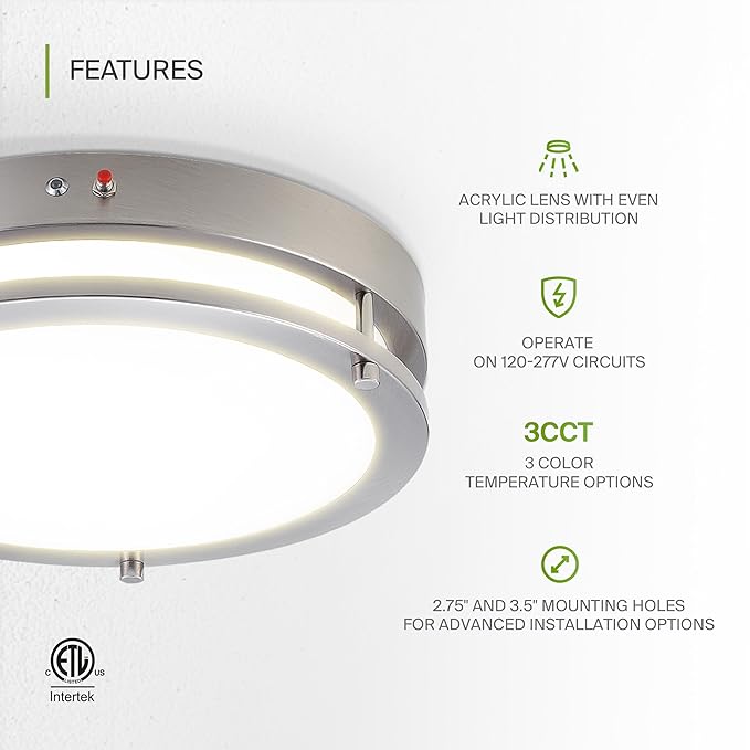 ASD LED 14" Round Flush Mount Lighting, Close to Ceiling Light Fixture | 3CCT