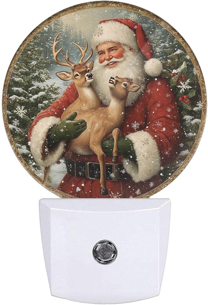 Plug-in Festive Christmas Scene Night Light Santa Claus