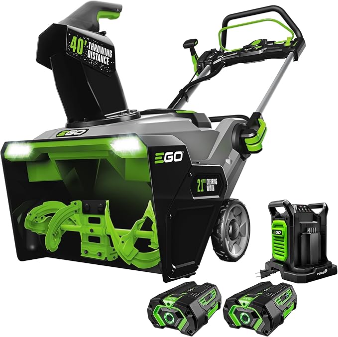 EGO Power+ SNT2112 21-Inch 56-Volt Lithium-Ion Cordless Snow Blower with Peak Power and Steel Auger - (2) 5.0Ah Batteries and Dual Port Charger Included