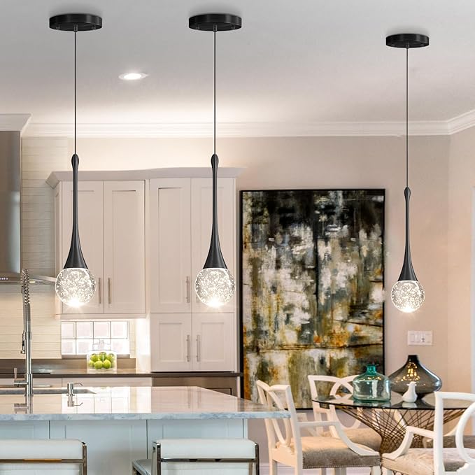 Modern Pendant Lights for Kitchen Island LED Dimmable Crystal Glam Ceiling