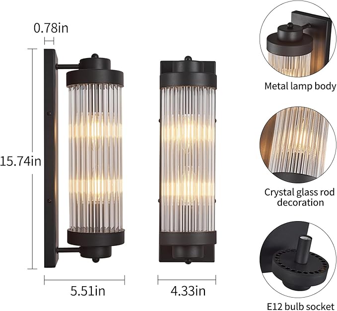 Black Wall Sconces Set of Two
