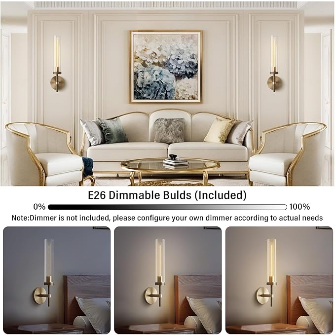 Gold sconces Wall Lighting, Brass Wall Lamp Modern Wall Lights