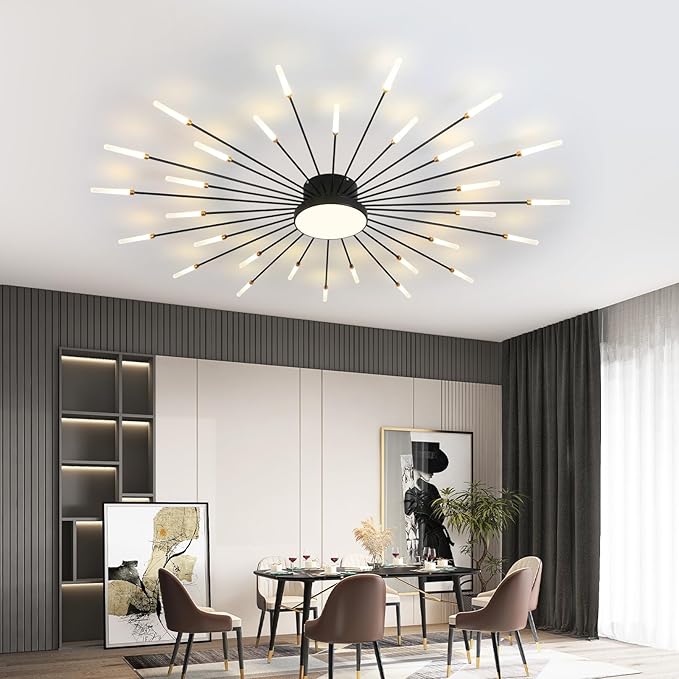 ziidoo Modern Ceiling Light, 30+1 Lights Metal Firework Designed Chic Led