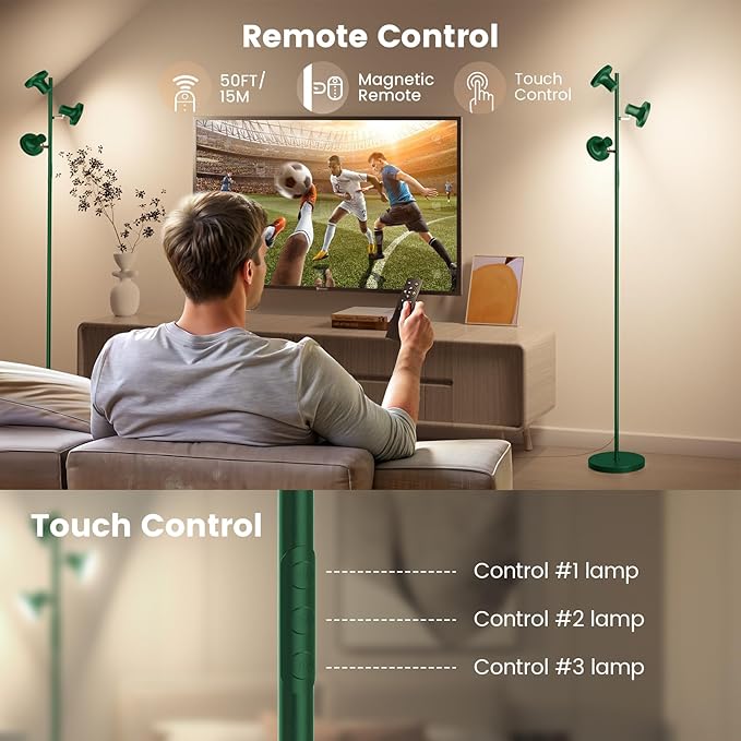 36W LED Tree Floor Lamp, Modern Dimmable Standing Lamp