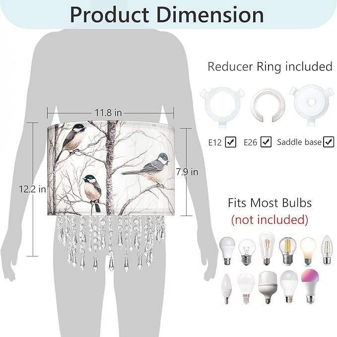 Winter Bird Tree Lamp Shade