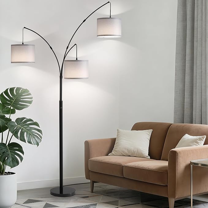 Floor lamp with Remote, 3 Light Arc Floor Lamps