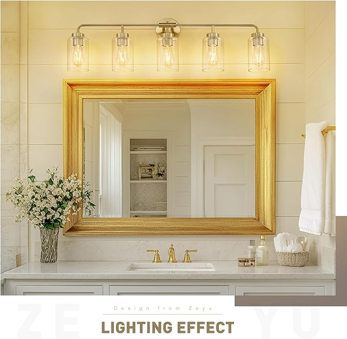 zeyu 5 Light Sconces Wall Lighting, 37 Inch Bathroom Vanity Light Fixtures