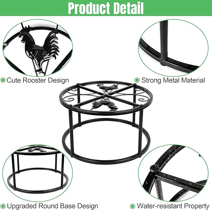 2 PCS Metal Stand for Chicken Feeder Waterer, Heavy Duty Chicken Feeder Stand Holder, Round Support Rack with 4 Rust-Resistant Iron Legs, Buckets Stand for Coop Poultry Indoor Outdoor Use, Black