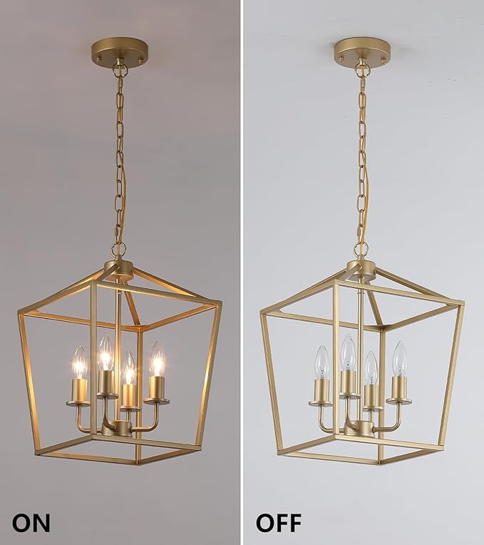 Industrial 4 Lights Chandelier, Dining Room, UL Listed