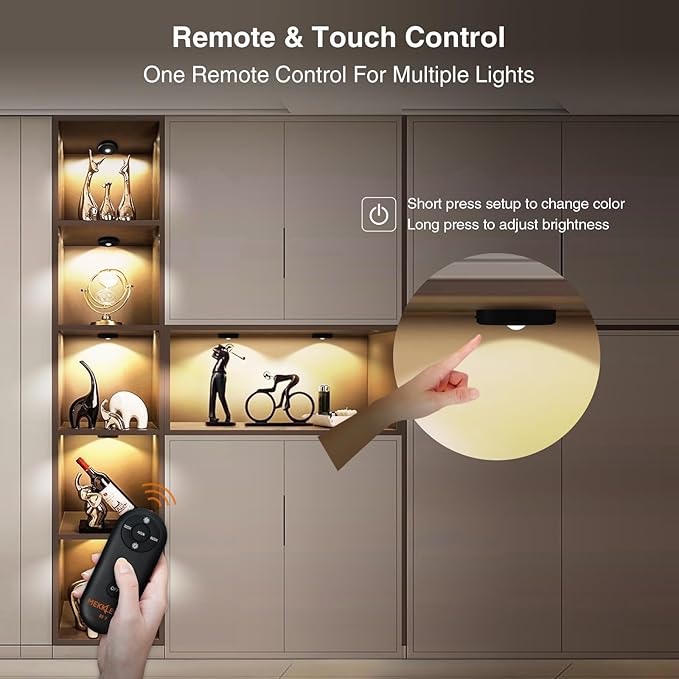 Puck Lights Cordless with Remote Control, 2200mAh Rechargeable Under Counter