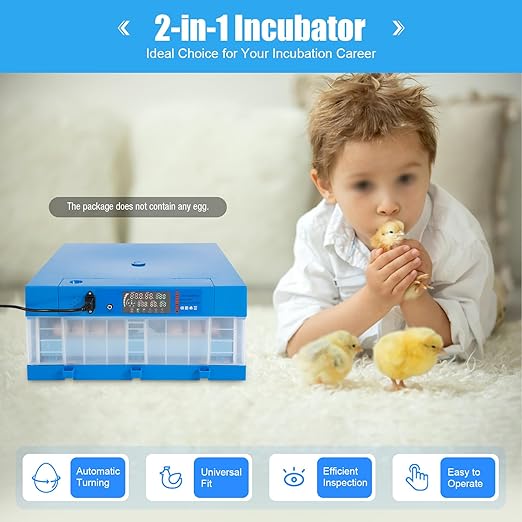 Incubators for Hatching Eggs, 48 Egg Incubator Digital Poultry Hatcher Machine with Automatic Egg Turning, Temperature & Humidity Control, Chicken Incubator for Hatching Duck, Quail, Pigeon