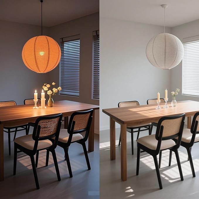 Large Hanging Lamp shade 20INCH Round Linen Pendant Lamp shade Can replace