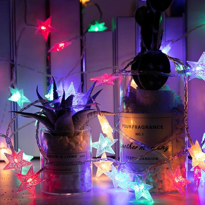 Minetom Star String Lights for Bedroom - 33 ft Plug-in Color Changing Star