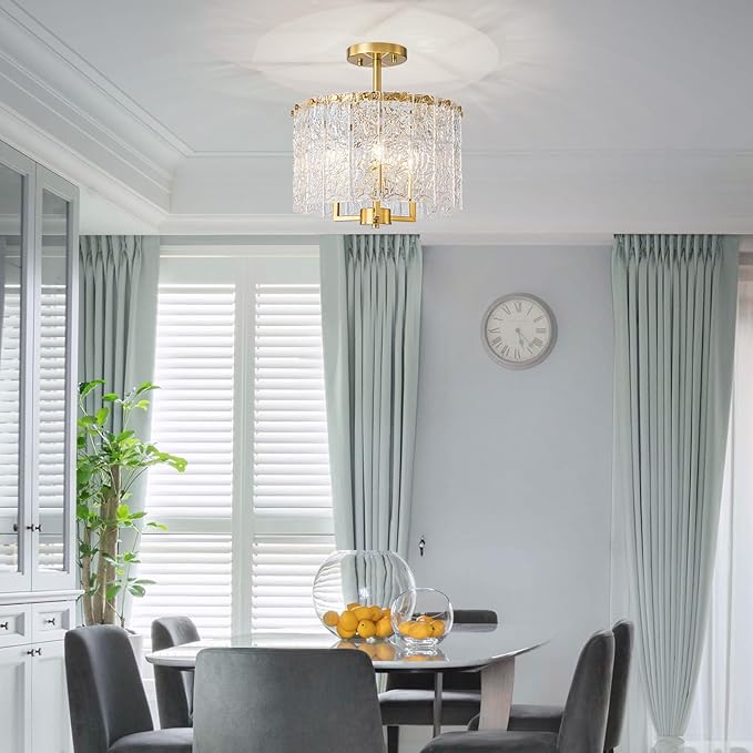 3-Light Modern Ceiling Light for Living Room, Close to Ceiling Semi-Flushmount