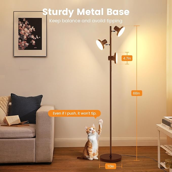 36W LED Tree Floor Lamp, Modern Dimmable Standing Lamp
