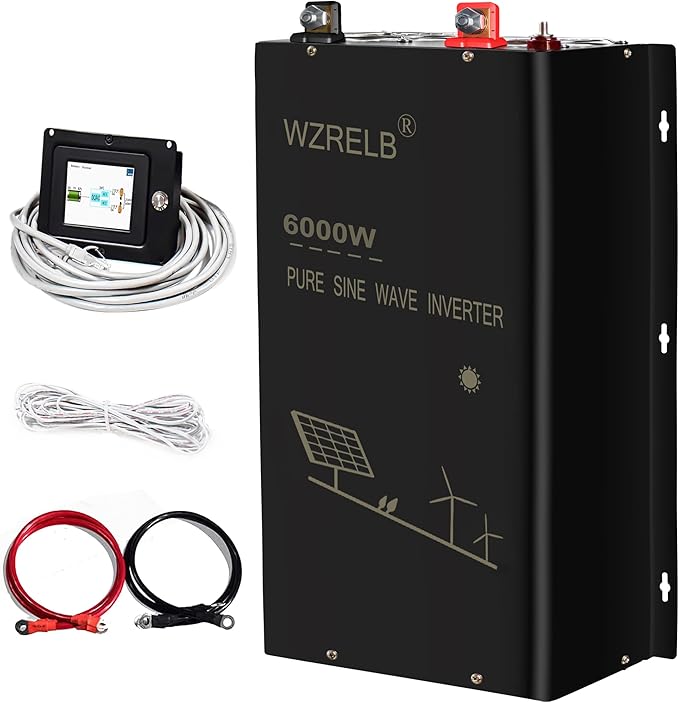 WZRELB 6000W 24V Pure Sine Wave Inverter,24V DC to AC 120V 240V Split Phase Power Inverter,15ft LCD Remote Panel,2*AC Hardwire Terminal,12KW Surge