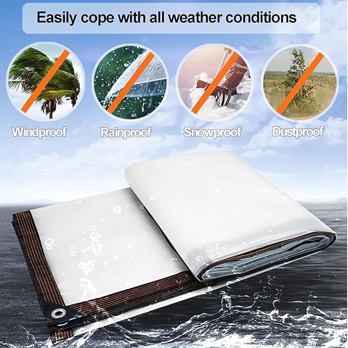 Clear Tarps 11x33FT Heavy Duty Waterproof, Outdoor Tarp with Grommets, Outdoor Garden Rainproof Covering for Chicken Coops, Patio, Porch and Outdoor Greenhouse Plant Cover