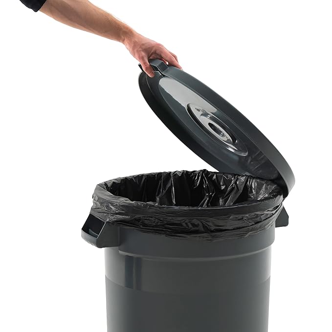PRO&Family 20 Gallon Trash Can with Lid Round Ingredient Storage Containers Recycling Bin Kitchen Garbage Can Office Garbage Can Trash Barrel Plastic Barrel Yard Waste Bin Outdoor Trashcan (2, Gray)