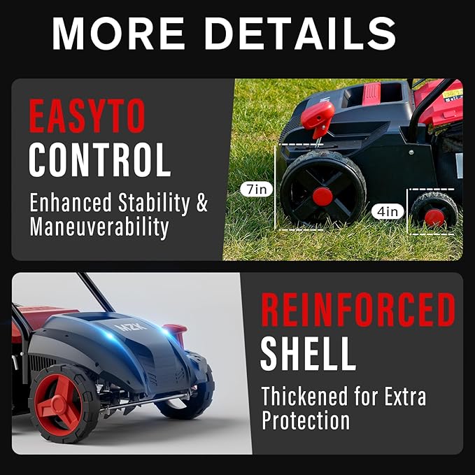 MZK 13-inch 13-Amp 2-in-1 Electric Dethatcher and Scarifier w/Removeable 4-Position Height Adjustment,Lawn dethatcher w/8-Gallon Thatch Collection Bag,Keep Lawn Health (DS13A04)
