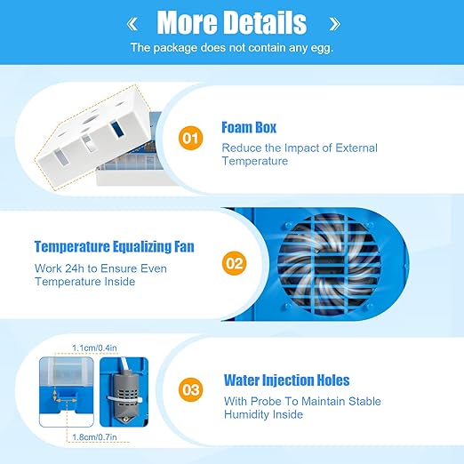Egg Incubator, 64 Eggs Smart Hatcher Digital Incubator Household Mini Incubator Water Bed w/Fully Automatic Egg Turning and Humidity Controle for Chickens Ducks Goose Birds Dove Quail