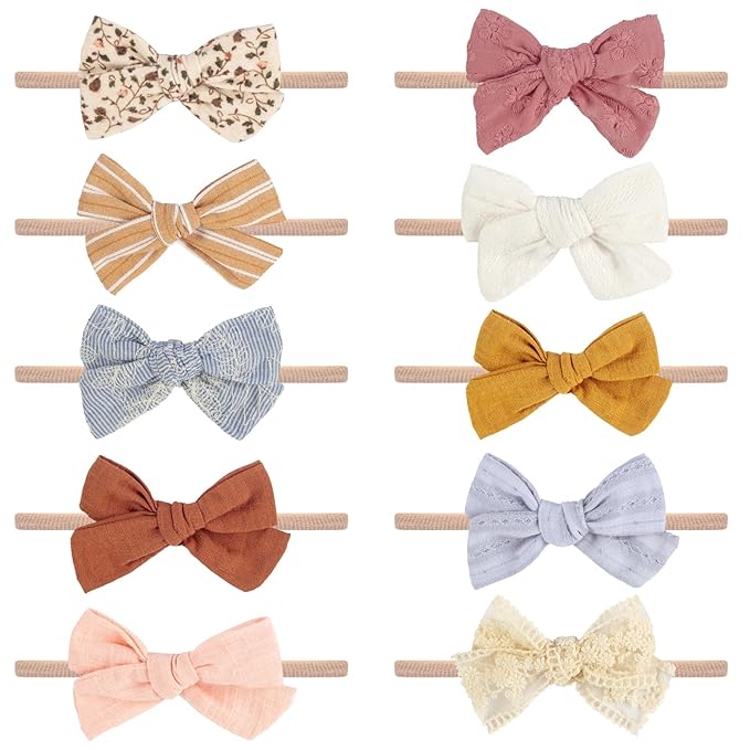 Baby Girl Headbands and Bows, Newborn Infant Toddler Nylon Hairbands Hair Accessories