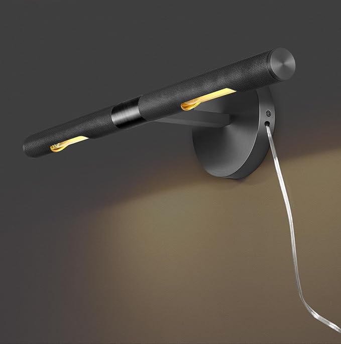 Knurled Picture Light, 19in Black Picture Light