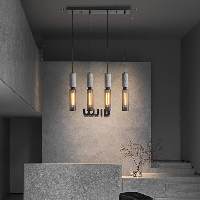 4-Light Concrete Linear Pendant Light