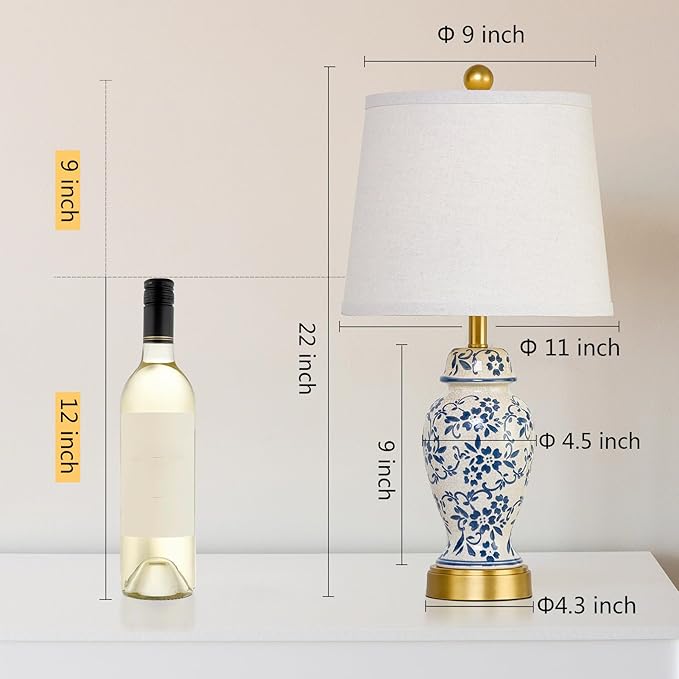 RORIANO Chinoiserie Ceramic Table Lamps Set of 2