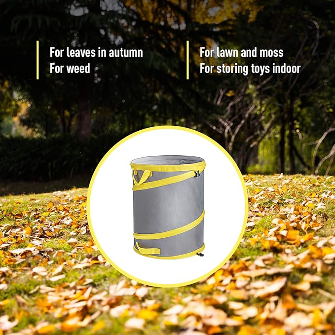 Jardineer Collapsible Trash Can for Camping Parties, Reusable Yard Waste Bags, Pop Up Garden Bag with a Drainage Hole(30 Gallon)