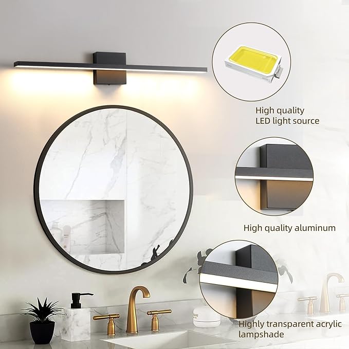 Bathroom Light Fixtures Over Mirror, 36 Inch Black Bathroom Vanity Light