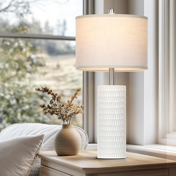 27" Ceramic Table Lamp, Farmhouse Table Lamp