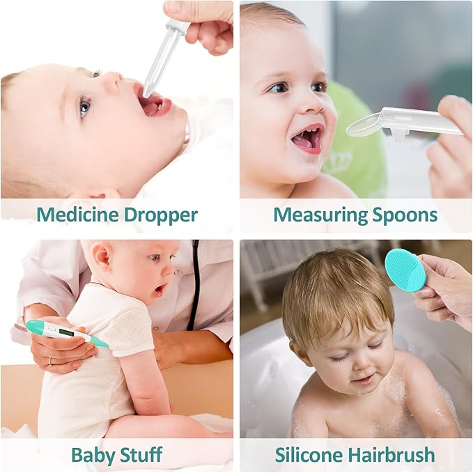 Baby Grooming Kit, Infant Safety Care Set with Hair Brush Comb Nail Clipper Nasal Aspirator,Baby Essentials Kit for Newborn Girls Boys (Green)